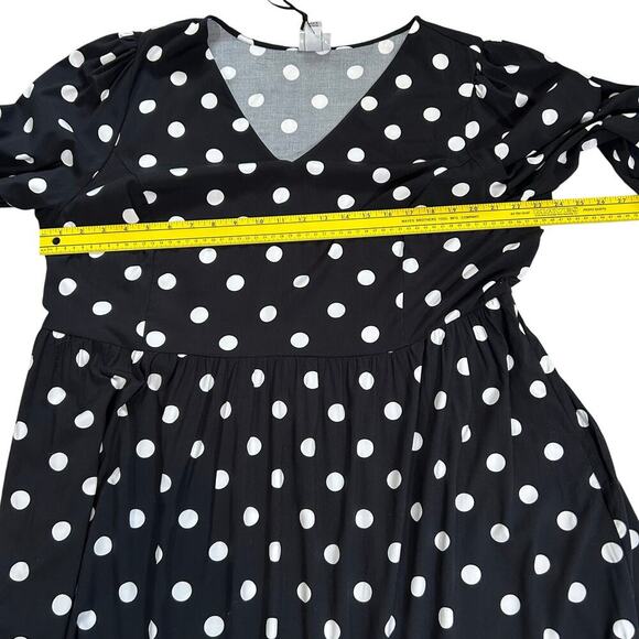 NWT AVA & VIV Black And White Polkadot MIDI Dress Size 2X Summer Beachy - Picture 7 of 8